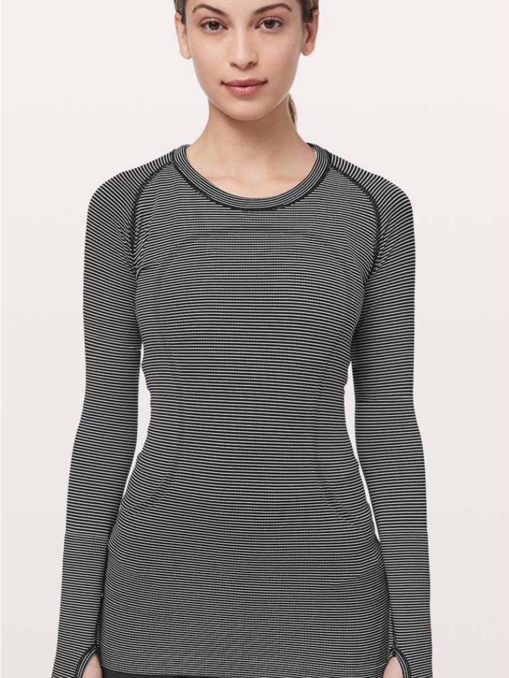 lululemon athletica Black & White Thin-Stripe Long Sleeve Crew size 6